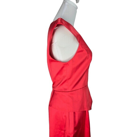 Black Halo Scarlet Red Jackie Satin Ruched‎ Cocktail Dress 8 Medium - Picture 6 of 11